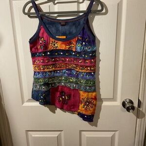 NWT Handmade Cotton Nepalese Patchwork Tank Top